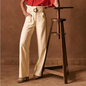 Sezane Silas High-Waisted ButterCream Pants
